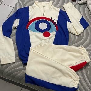 NEW Lucky eye sport sweater and jogger pull-on pants 2pc set woman size M.